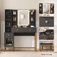 thumbnail image 4 of GloryStar Coiffeuse Éclairée, Miroir et Table à 3 Couleurs à Intensité Réglable avec Station de Recharge et Armoire en Verre à DEL, 4 of 8