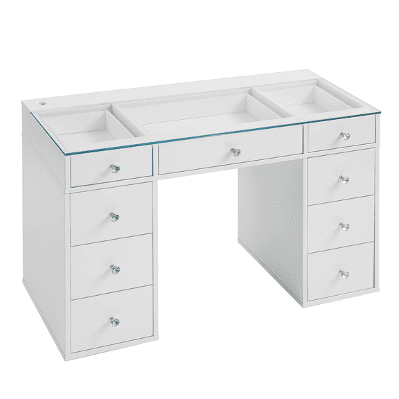 Impressions Vanity SlayStation Kids Vanity Table with Integrated LED Strip Light Tabletop (White)