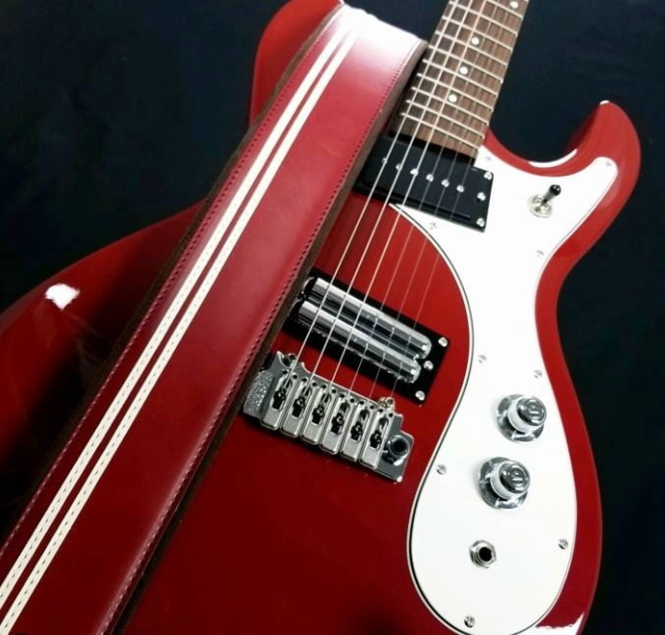RightOn! Straps Mojo Collection Race-60 Guitar & Bass Strap made with Vegan Leather – Stylish and Comfortable - Red