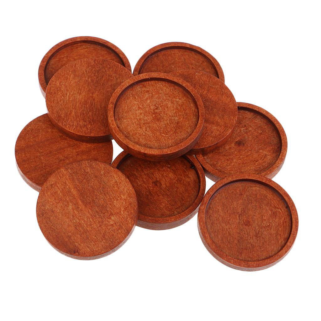 10x Brown Natural 30mm Wooden Cameo Cabochon Setting Base Tray DIY Necklaces