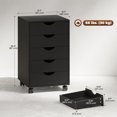thumbnail image 3 of HOMCOM File Cabinet with 5 Drawer Wheels Storage Organizer Black, 3 of 10