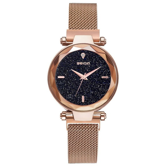 MASTOP Fashion Women Rose Gold Watch Japan Quartz Stainless Steel Magnetic Mesh Band Waterproof Ladies Watches (Flower- Rose Gold)