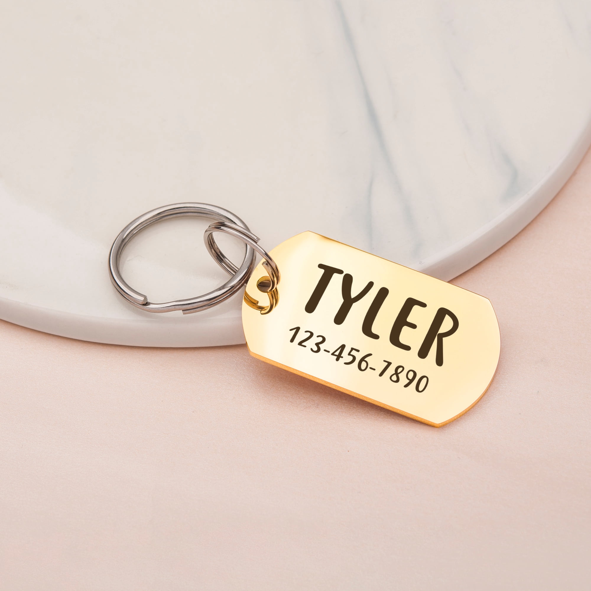 Engravable Pet Id Tag - Dog Tag with Phone Number Tag Shape - Pet Name Tag Emergency Tags for Pet Collar [Gold, L, Front & Back Engraving]