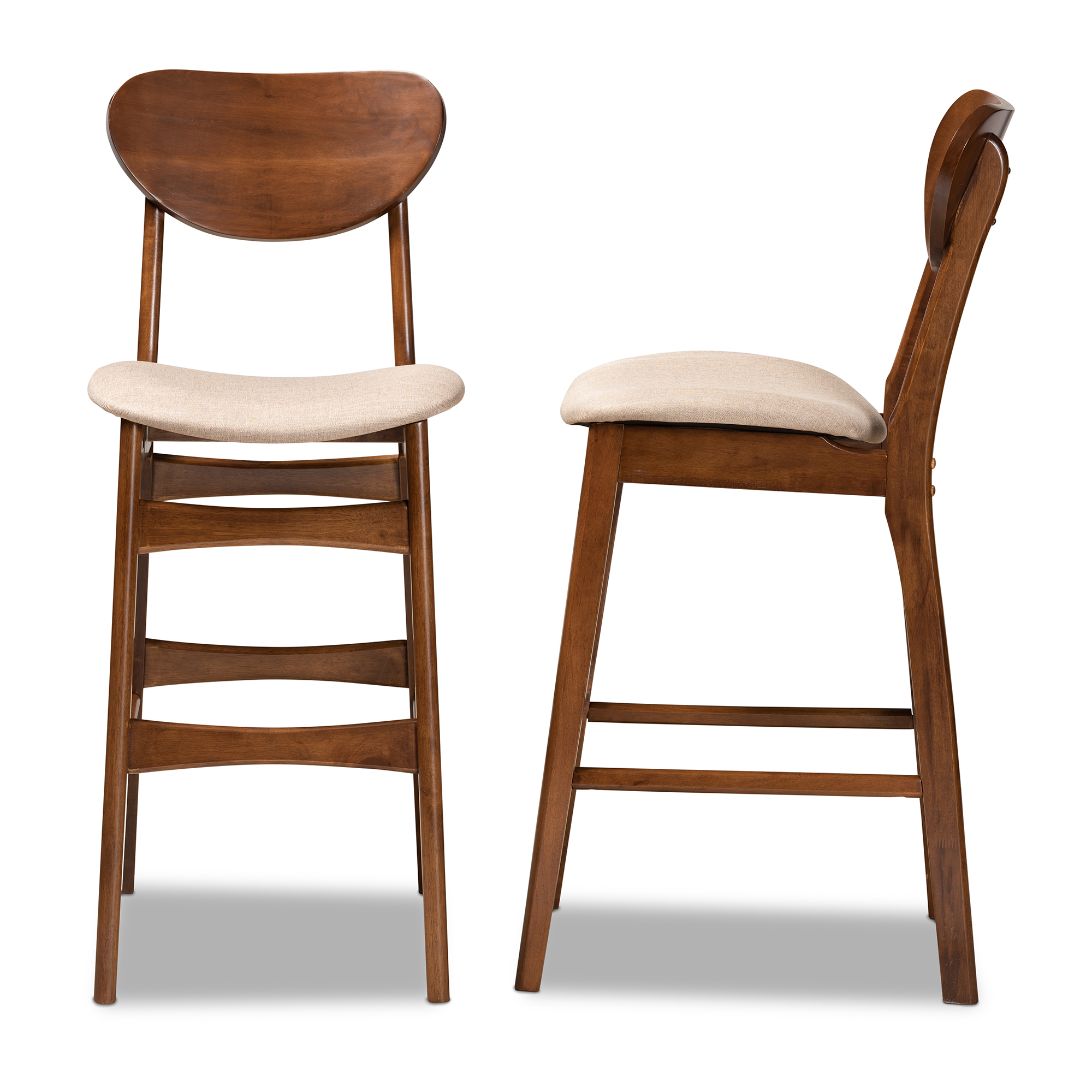 Baxton Studio Katya Bar Stool, Sand, Set of 2
