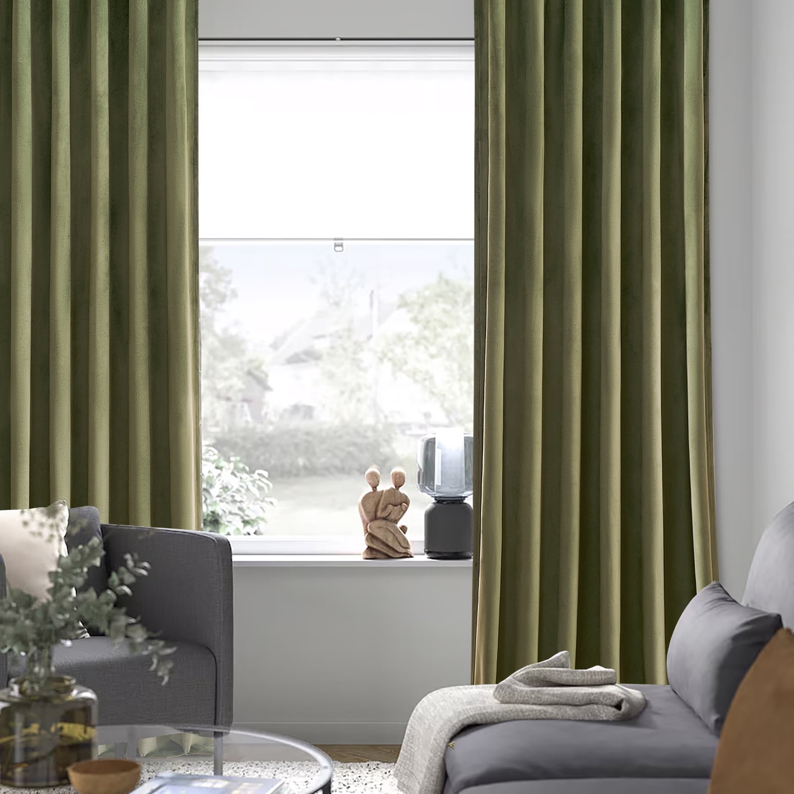 Top Finel Blackout Luxury Velvet Curtain, 84 inches Long Rod Pocket Back Thermal Insulated Noise Reduce Curtains for Living Room Bedroom,Set of 2