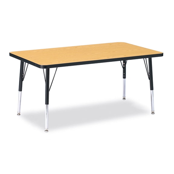 Rectangle Activity Table - 30" X 48", E-height - Oak/Black/Black