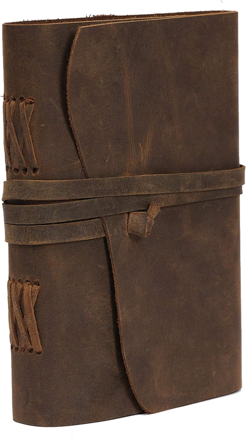RusticVintage Leather Journal Travel Diary, Handmade Vintage Bound Notebook for Men & Women, Antique Finish, Genuine Leather Quality Lined Brown Paper for Notes, Art Sketchbook, 8X6 Inches, Brown