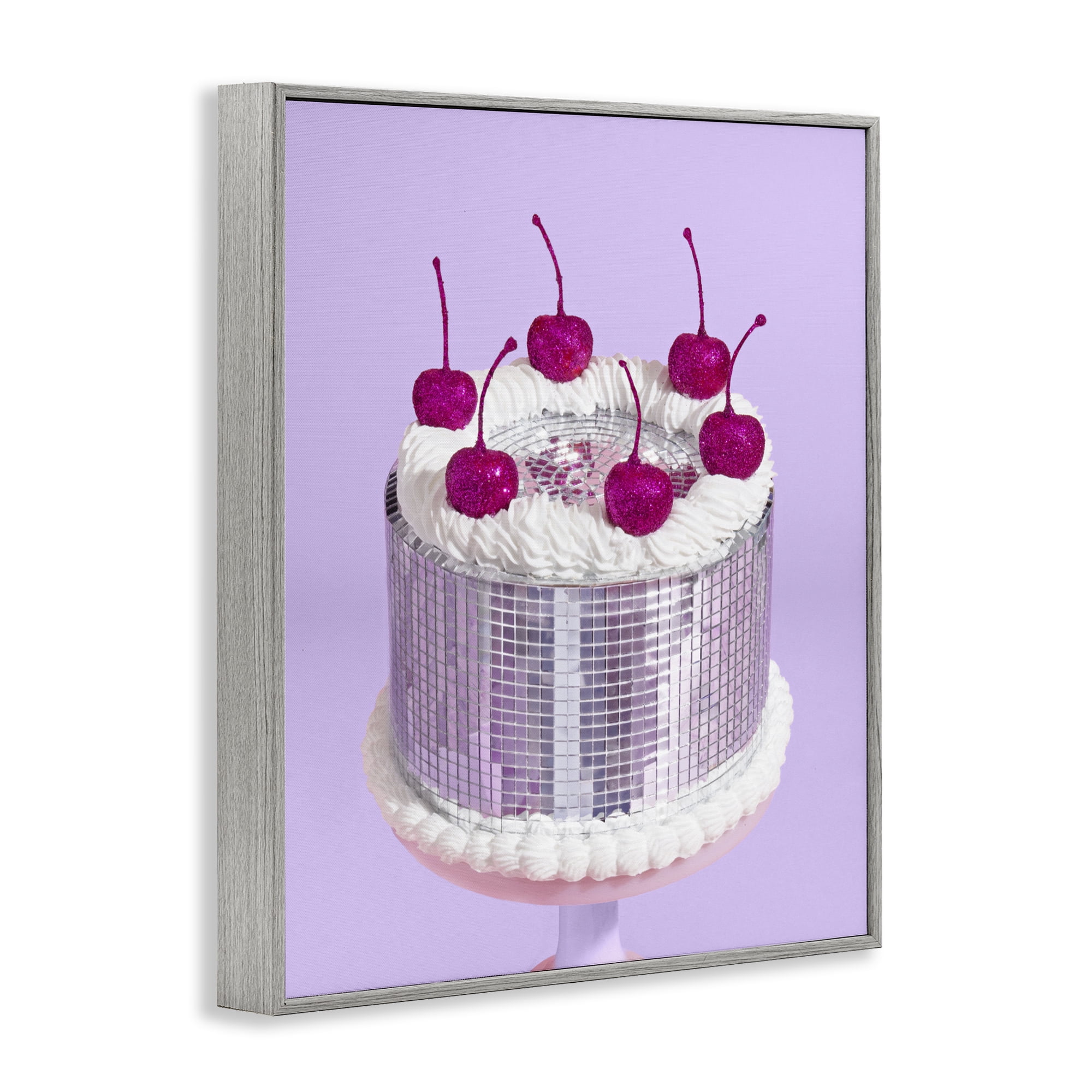 Stupell Industries Gleaming Disco Cake Gray Framed Giclee Art, design by LISH Creative