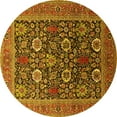 thumbnail image 1 of Ahgly Company Machine Washable Indoor Round Oriental Yellow Industrial Area Rugs, 5' Round, 1 of 4