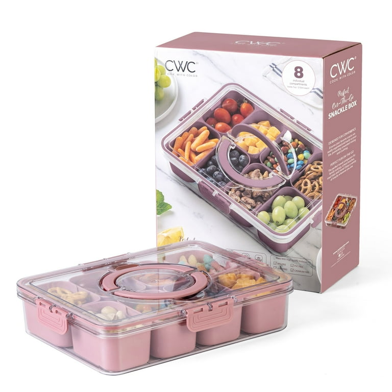 COOK WITH COLOR, Snackle Box for Kids, 8-Compartment Pink