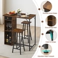 thumbnail image 2 of Small Bar Table and Chairs Set for 2, 3-Piece Bar Table Set with Storage Drawer & Shelf, Space Saving Table for Small Apartment, Living Room,Kitchen,Dining Room,Retro, 2 of 7