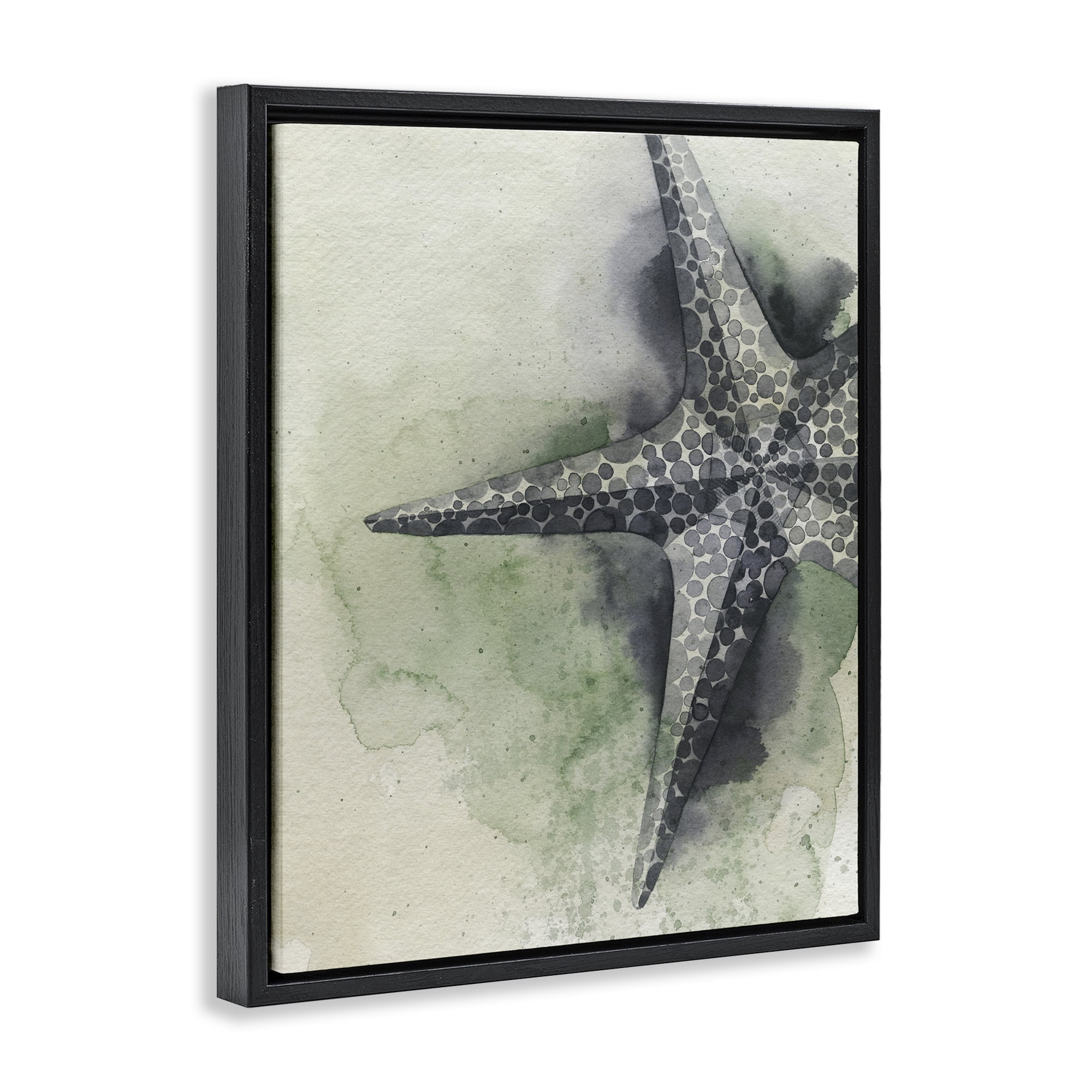 Stupell Industries Spotted Grey Starfish Animals & Insects Painting Black Floater Framed Canvas Art Print Wall Art, 25 x 31
