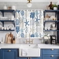 thumbnail image 2 of Blue Beige Coastal Kitchen Curtains 63 Inch Length, Summer Beach Starfish Coral Nautical Grommet Top Bedroom Living Room Curtains, Light Filtering Cafe Curtain Drapes 2 Panels Set 84''x63'', 2 of 9