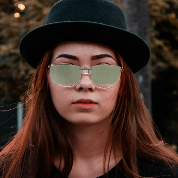 NIAIZEK Polarized Green Clip on Sunglasses for Glasses Frameless Design Uv Protection for Outdoor Use