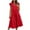Red, variant on Women's Sleeveless Split V-Neck Solid Casual Dress Ruffle Sleeves Loose Fit Tiered Ruffle Hem Maxi Dress Comfortable Shirt for Daily Wear