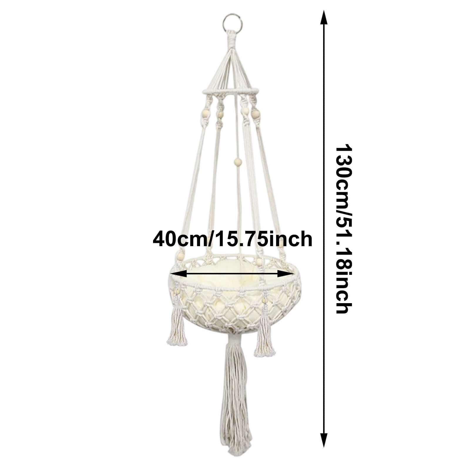 Boho Cat Hammock Wall Mounted - Macrame Hanging Cat Bed with Cushion, Window Perch Pet Swing for Indoor Cats, Handwoven Cat Nest for Sleeping, Playing, and Climbing