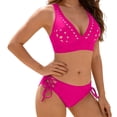 thumbnail image 2 of ClodeEU Women's Bikini Set,V-Neck 2-Piece Swimsuit with Side Tie,Tummy Control Bathing Suit Hot Pink,Womens Plus S, 2 of 8