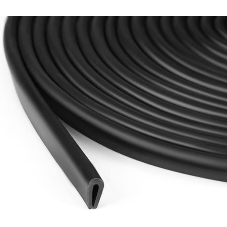 

(20 Feet Black)Rubber U Channel Edge Trim Door Edge Guard Seal Strip Rubber Edge Trim Fits Edge up to 0.08 Inch (2mm) U Shape Weather Stripping