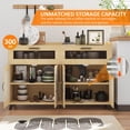 thumbnail image 6 of Danolapsi Sideboard Buffet Cabinet, 4 Rattan Doors 2 Drawers Accent Storage Cabinet, Console Table Coffee Bar w/Power Outlet & LED Light, Adjustable Shelves for Dining Living Room, Hallway, 6 of 9