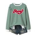 thumbnail image 4 of Luwomo Casual Sweatshirts for Womens Striped Letter Print Crewneck Long Sleeve Loose Fit Pullover Soft Fall Winter Regular Tops,Green1,2XL, 4 of 6