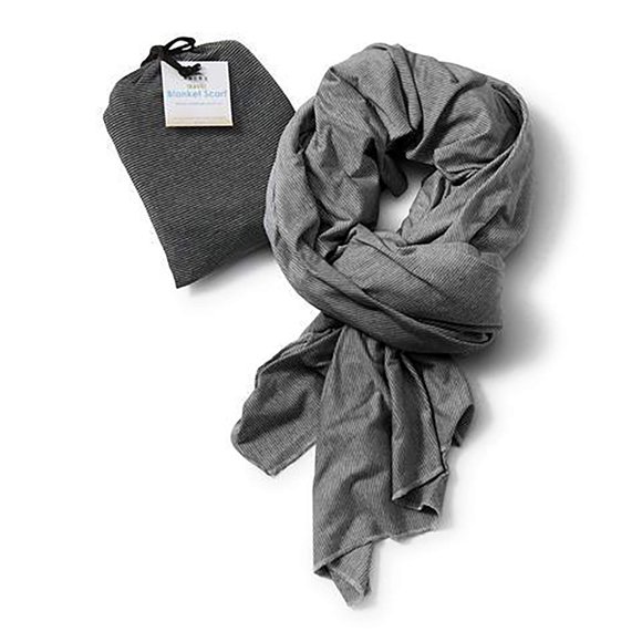 Manta, bufanda Bucky Jersey Stripe Travel Comfort, negra