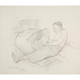 thumbnail image 2 of Ivan Ivanec 23x20 Gold Ornate Framed and Double Matted Museum Art Print Titled - A Man Who is a Bedding on a Message with a Book in His Hand (1944), 2 of 4