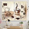 thumbnail image 3 of Coffee Kitchen Curtains, Cafe Brown Tea Retro Art Small Short Cafe Window Curtain Over Sink Bathroom Dining Room Decor Rod Pocket Window Drapes 2 Panels 36"x28" Inch, 3 of 6
