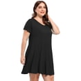 thumbnail image 3 of VEPKUL Womens Plus Size Dresses with Pockets Casual Short Sleeve Dress Loose A Line Flowy Swing Black_3X, 3 of 9