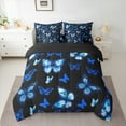 thumbnail image 3 of Manfei Dreamy Neon Butterfly 7-Piece Twin Bedding Sets, Kawaii Black Blue Animal Bedding Comforter Set, Teens Girls Kids Female Reversible Sheet Sets, Luxury Bedroom Decor, 3 of 8