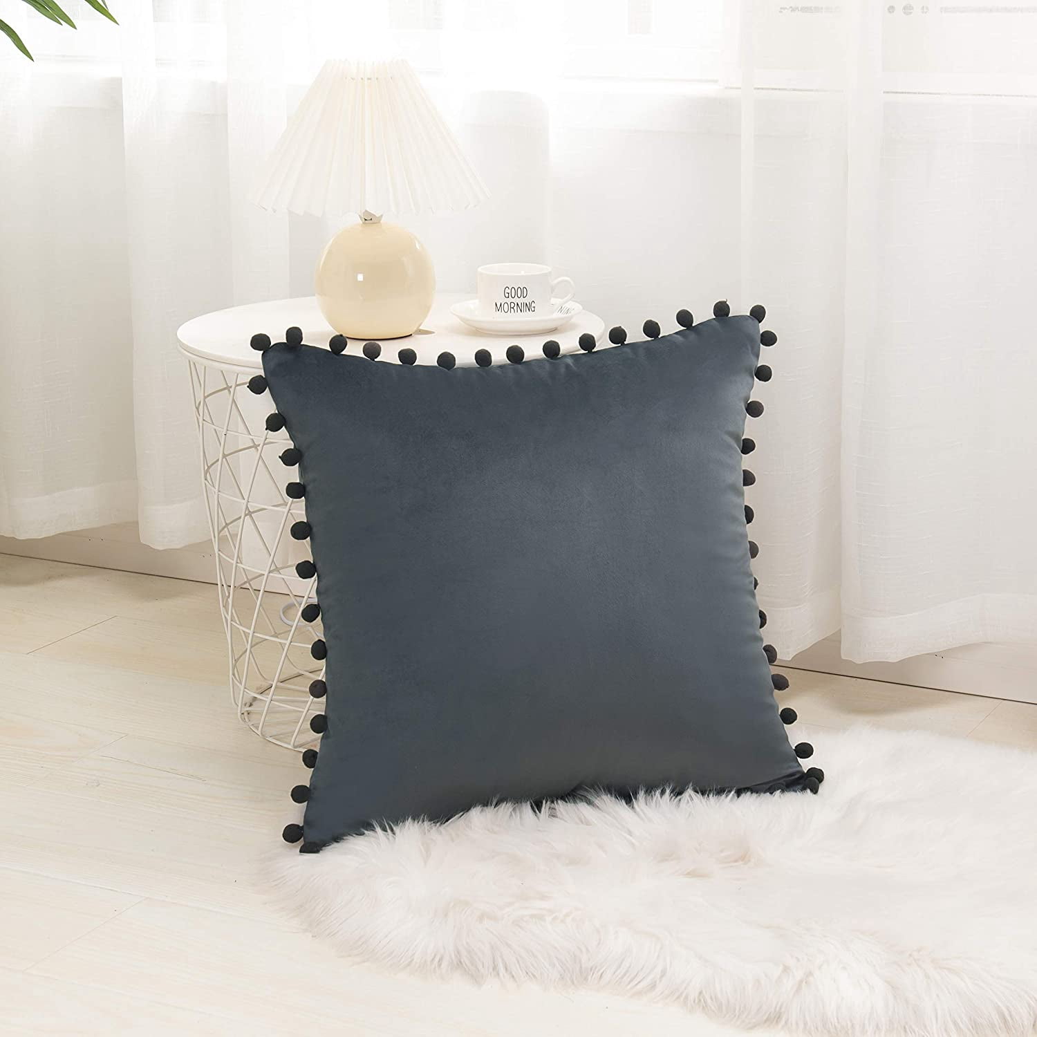 Velvet Soft Solid Decorative Square Throw Pillow Covers Set20 x 20 Inch Gray