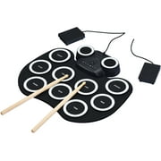 Topbuy 9 Pads Electronic Roll up Drum Kit Portable Drum Set W/ 2 Drumsticks& LED Lights