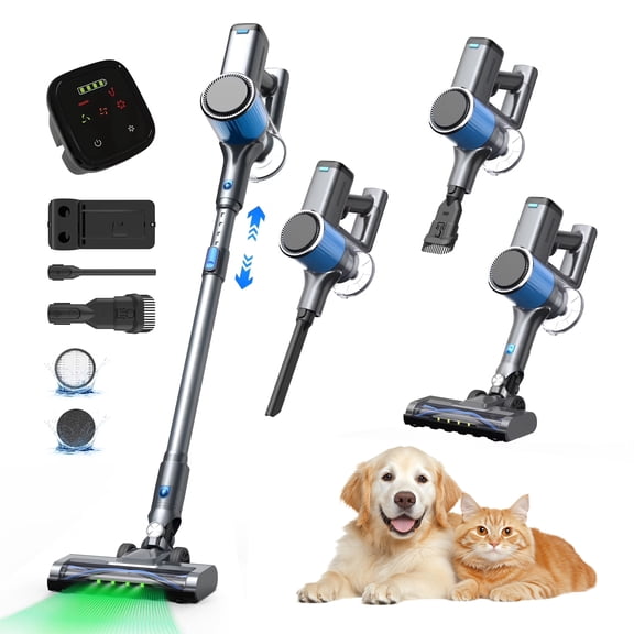 Rayfurn Cordless Vacuum Cleaner, 40Kpa/50Mins/450W Brushless Motor Lightweight Stick for Pet Hair Hard Floor, Self-standing