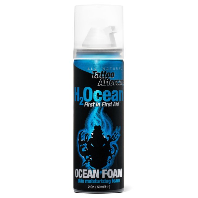 H2Ocean Ocean Foam Tattoo Aftercare Sellador de tinta a base de agua y humectante para la piel, 2 oz