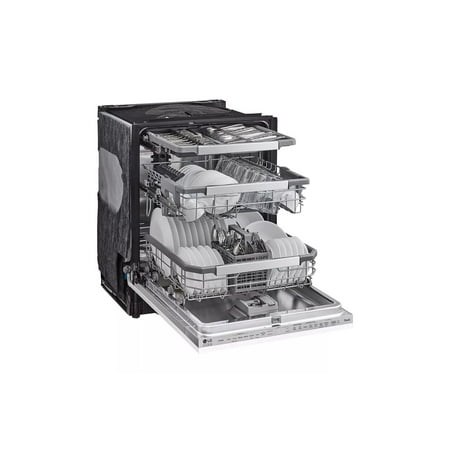 LG - STUDIO 24" Top Control Smart Built-In Stainless Steel Tub Panel Ready Built-In Dishwasher with 3rd Rack, QuadWash, 45dBA - Gray