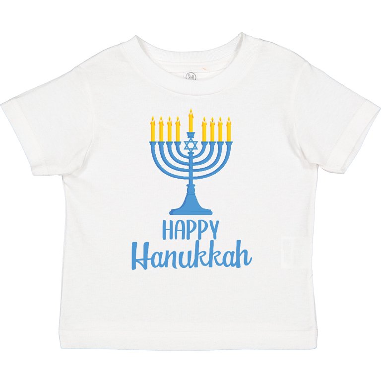 Happy Hanukkah with Blue Menorah Toddler T-Shirt photo 3
