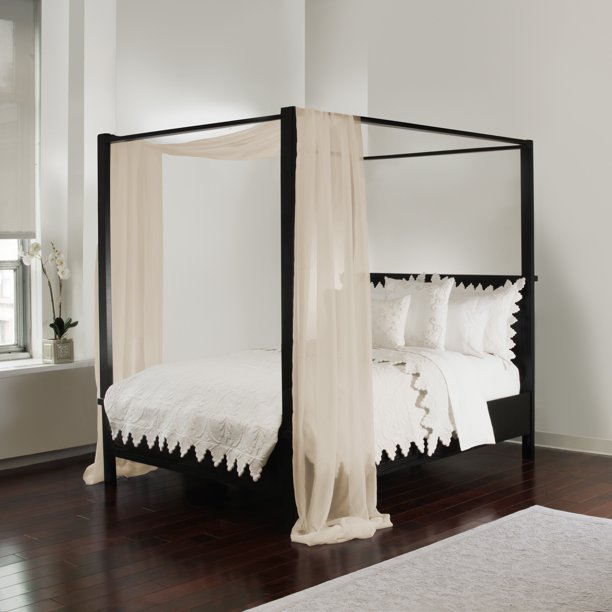 Sheer Ivory Canopy Bed Scarf by Royale Linens