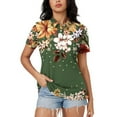 thumbnail image 2 of Birdeem Blouses pour Femmes Mode Décontractée Confortable Imprimé Manches Courtes Col Rabattu Bouton Blouse T-Shirt, 2 of 12