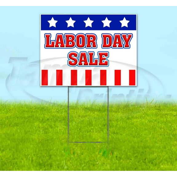 Labor Day Sale (18" x 24") Yard Sign, Includes Metal Step Stake