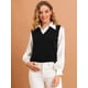 thumbnail image 2 of INSPIRE CHIC Suéter sin mangas con cuello en V de muy buen gusto para mujer Negro M, 2 of 6