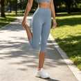 thumbnail image 5 of JnLxul Workout Pants for Women High Waisted Capri Leggings Stretchy Slim Fitting Tight Capris Gym Yoga Pants Trendy, 5 of 6