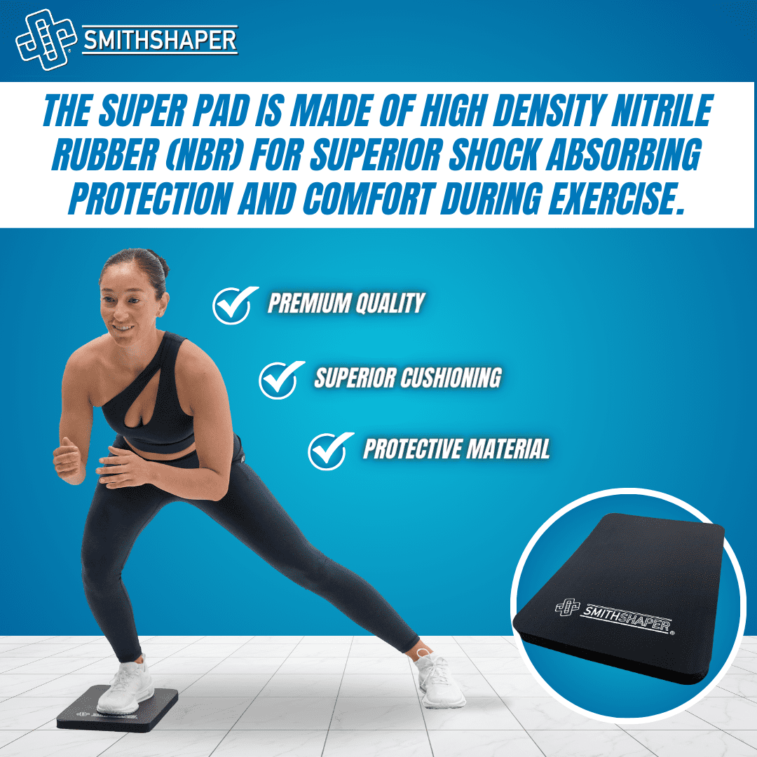 SMITHSHAPER SUPER PAD Exercise Knee Mat | Thick Exercise Pad for Knees, Elbows, Forearms | Workout Knee Cushion 4 Knee Pushups & Ab Roll | Best Shock Absorbing Kneeling Pad | Comfy & Odor Resistant