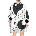 thumbnail image 2 of Wearable Oversized Blanket,Black and White Halloween Doodle Pattern Wearable Blanket Hoodie for Adults,Cozy Hooded Blankets with Super Pockets,Super Warm Fuzzy Pullover for Women & Men, 2 of 6