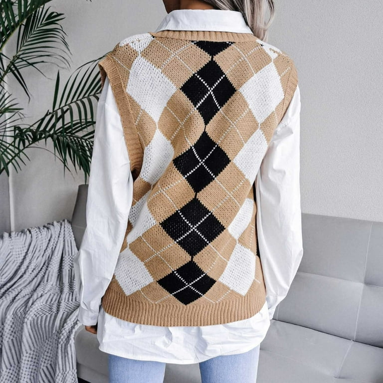 Yesstyle Checkered Knit Vest Shirt Checkered Sweater Vests Hazie