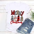 thumbnail image 7 of jsaierl Merry Christmas Shirts for Women Xmas Buffalo Plaid Tree Shirt Top Short Sleeve Casual Graphic Print T Shirt, 7 of 7