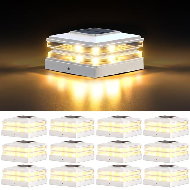Luces solares tipo poste EXCMARK 4x4, impermeables, color blanco cálido y frío, paquete de 12