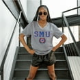thumbnail image 5 of Women's Gameday Couture Gray SMU Mustangs Iconic Edge Rhinestone V-Neck T-Shirt, 5 of 7
