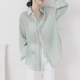 thumbnail image 3 of sunsanly Summer Spring Women Jacket Thin Sunscreen Anti-UV Quick Dry Cooling Solid Color Lapel Single-breasted Lace-up Strap Long Sleeve Shirt Cycling Office Top Blouse, 3 of 8