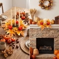 thumbnail image 5 of YyuenwAutumn Pumpkin Maple Leaf Candle Wreath Halloween Thanksgiving Harvest Table Centerpiece Multi-Color Artificial Floral Ring Mantel Mini Hanging Decor, 5 of 7