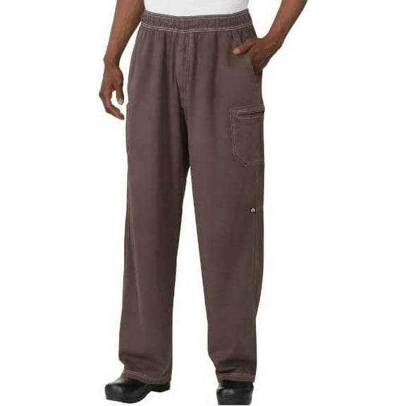 Chef Works Men's Enzyme Utility Chef Pants, Chocolate, Small