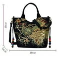 thumbnail image 3 of Odeerbi Tote Bag for Women New Wind Embroidered Bag Canvas Peahen Embroidery Middle-aged Shoulder Portable Package Red, 3 of 4
